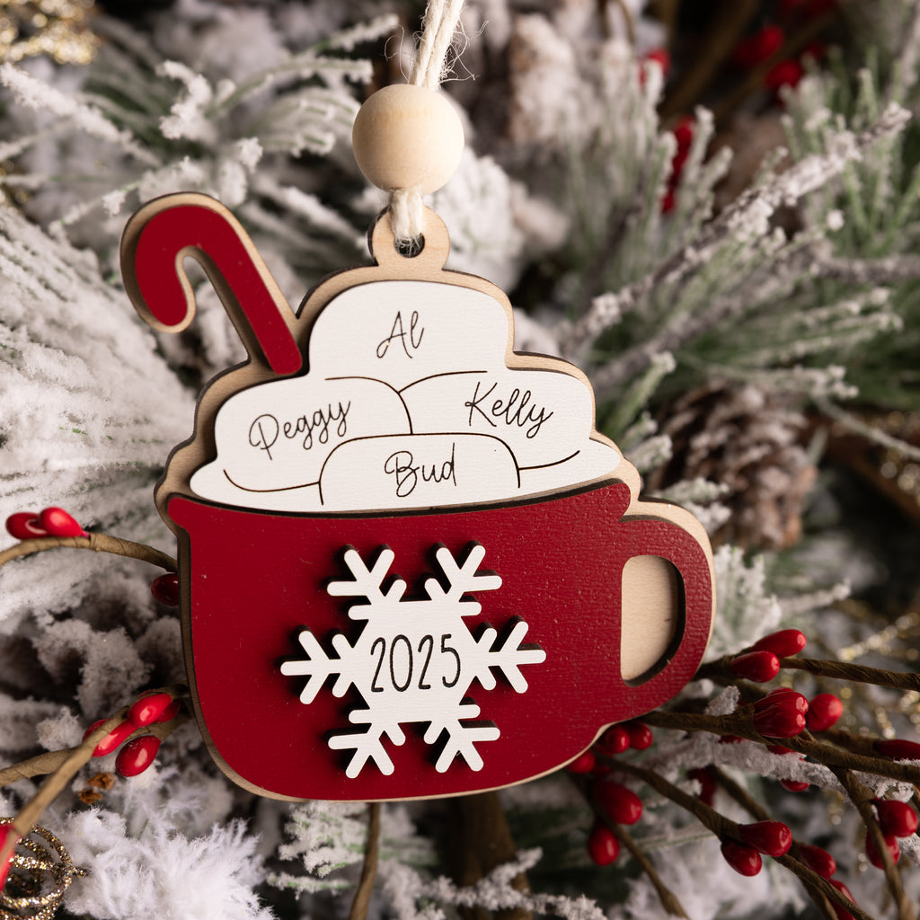 Cocoa Mug Family Ornament - Personalized
