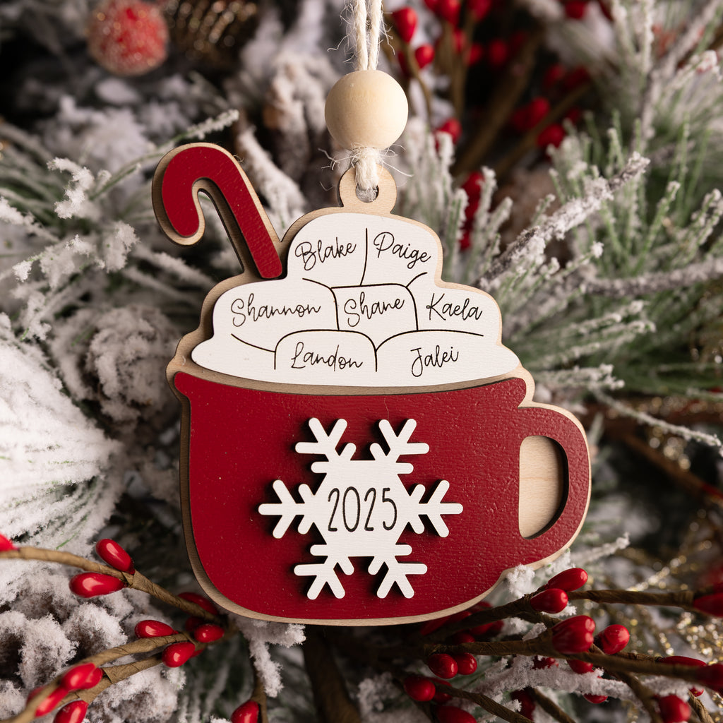 Cocoa Mug Family Ornament - Personalized