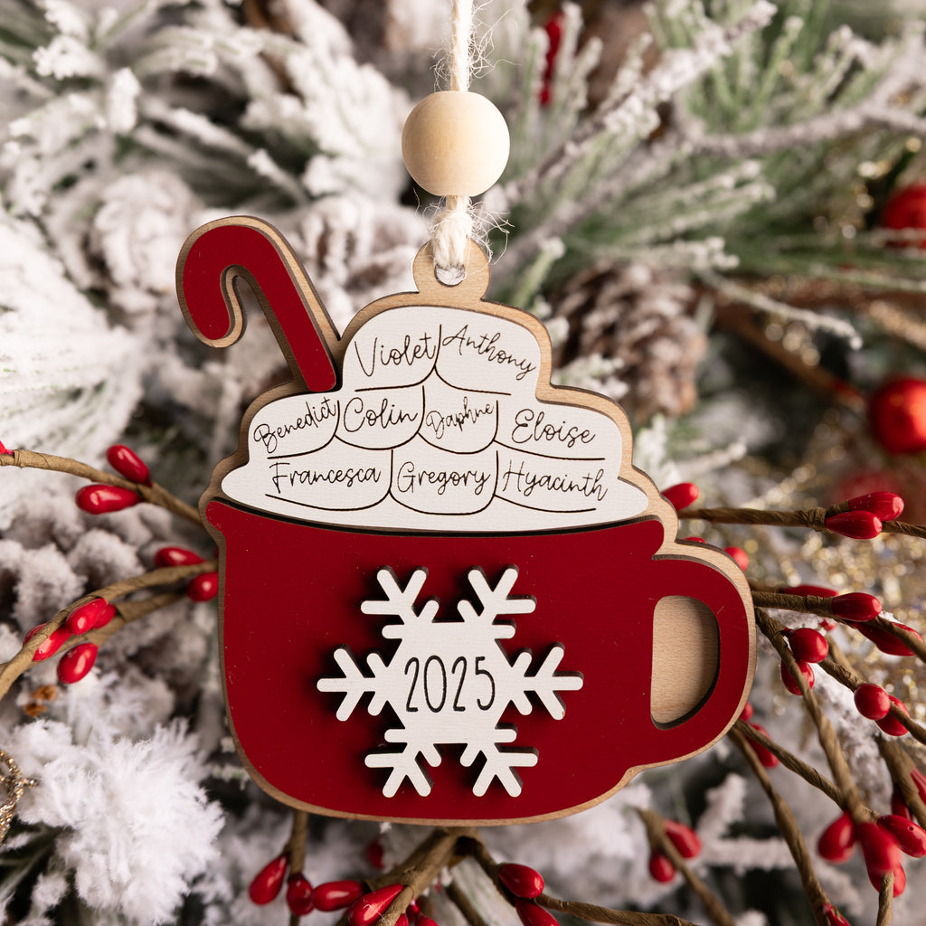 Cocoa Mug Family Ornament - Personalized
