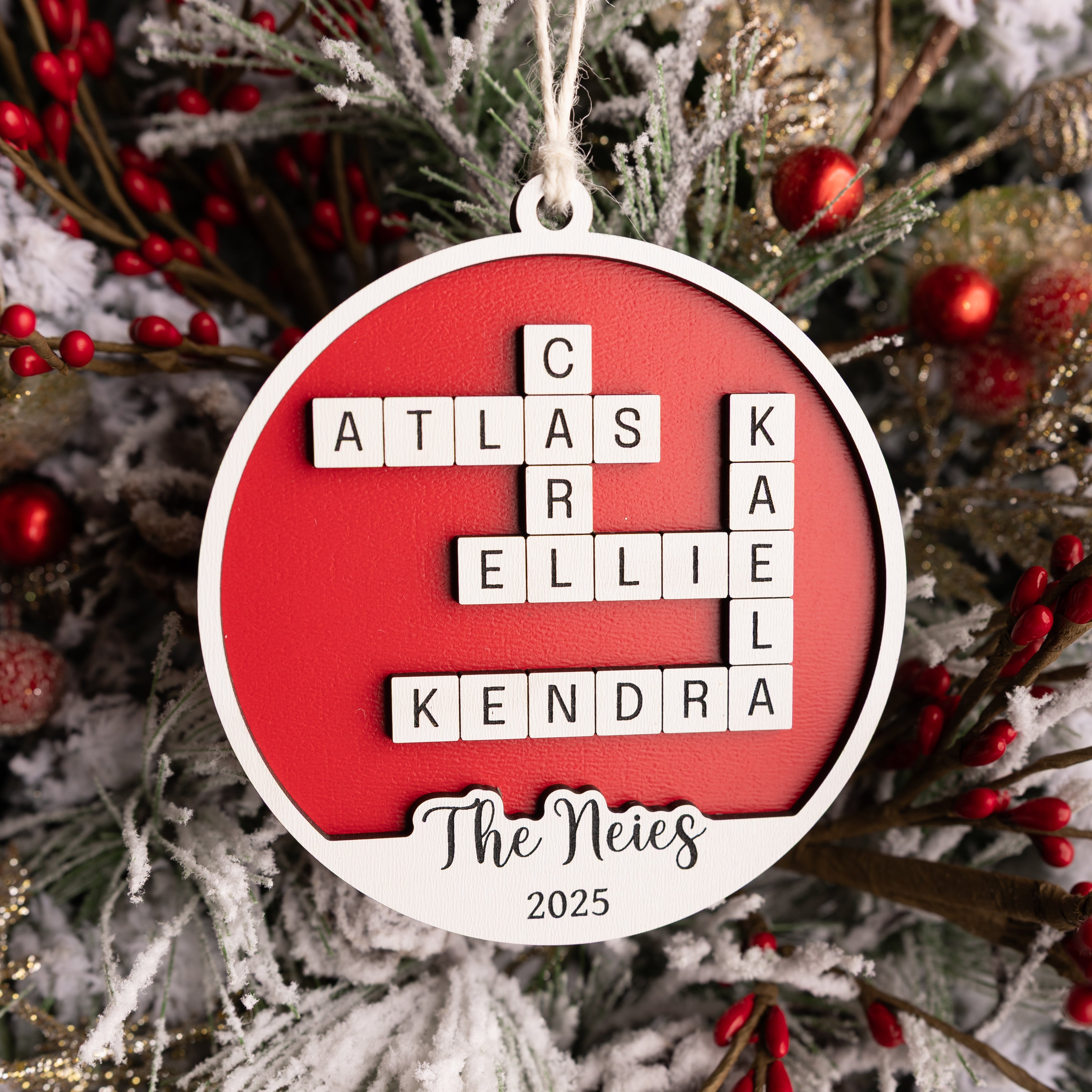Crossword Family Ornament - Personalized