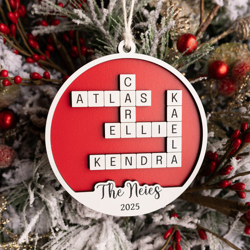 Crossword Family Ornament - Personalized