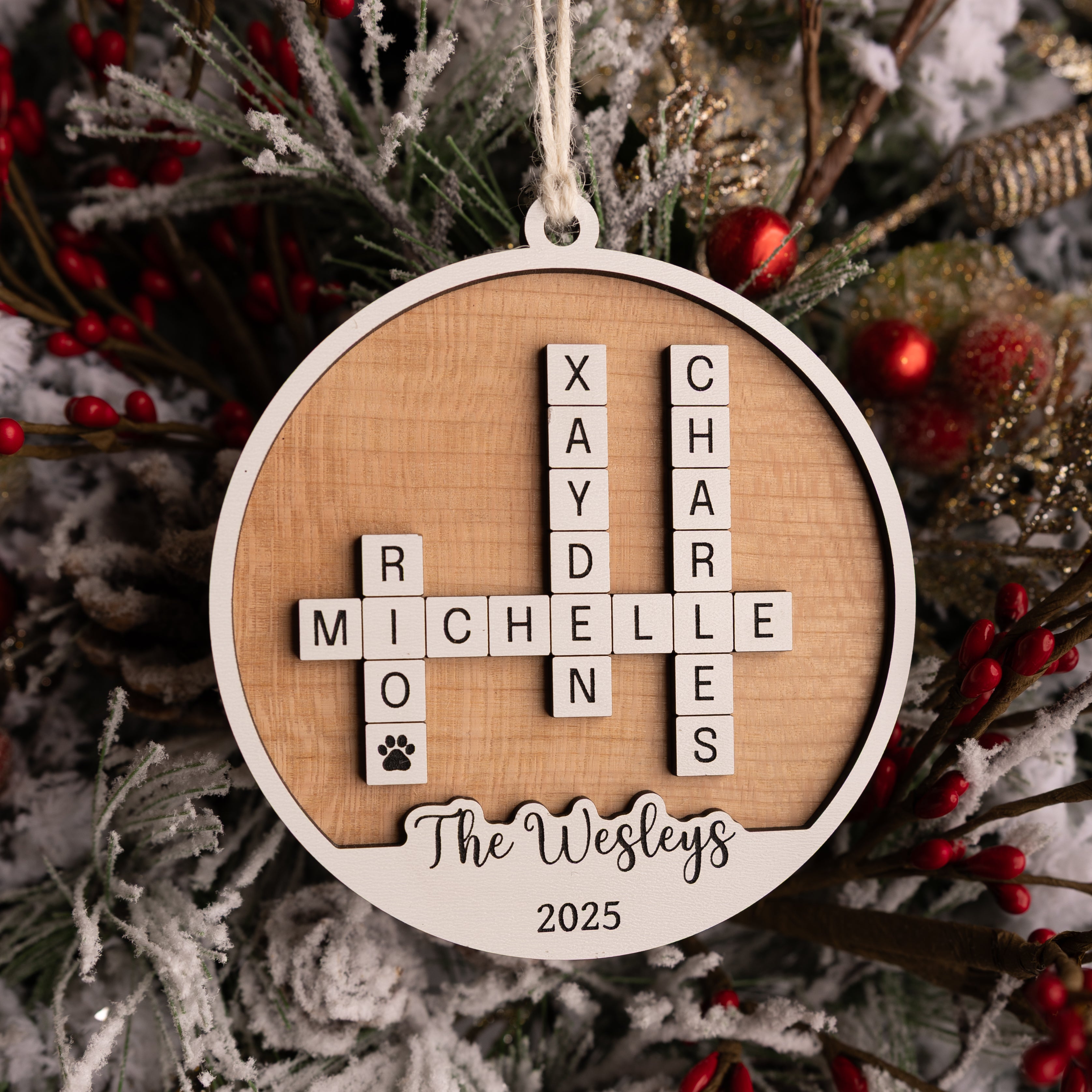 Crossword Family Ornament - Personalized