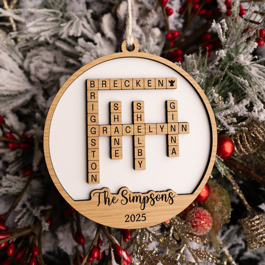 Crossword Family Ornament - Personalized