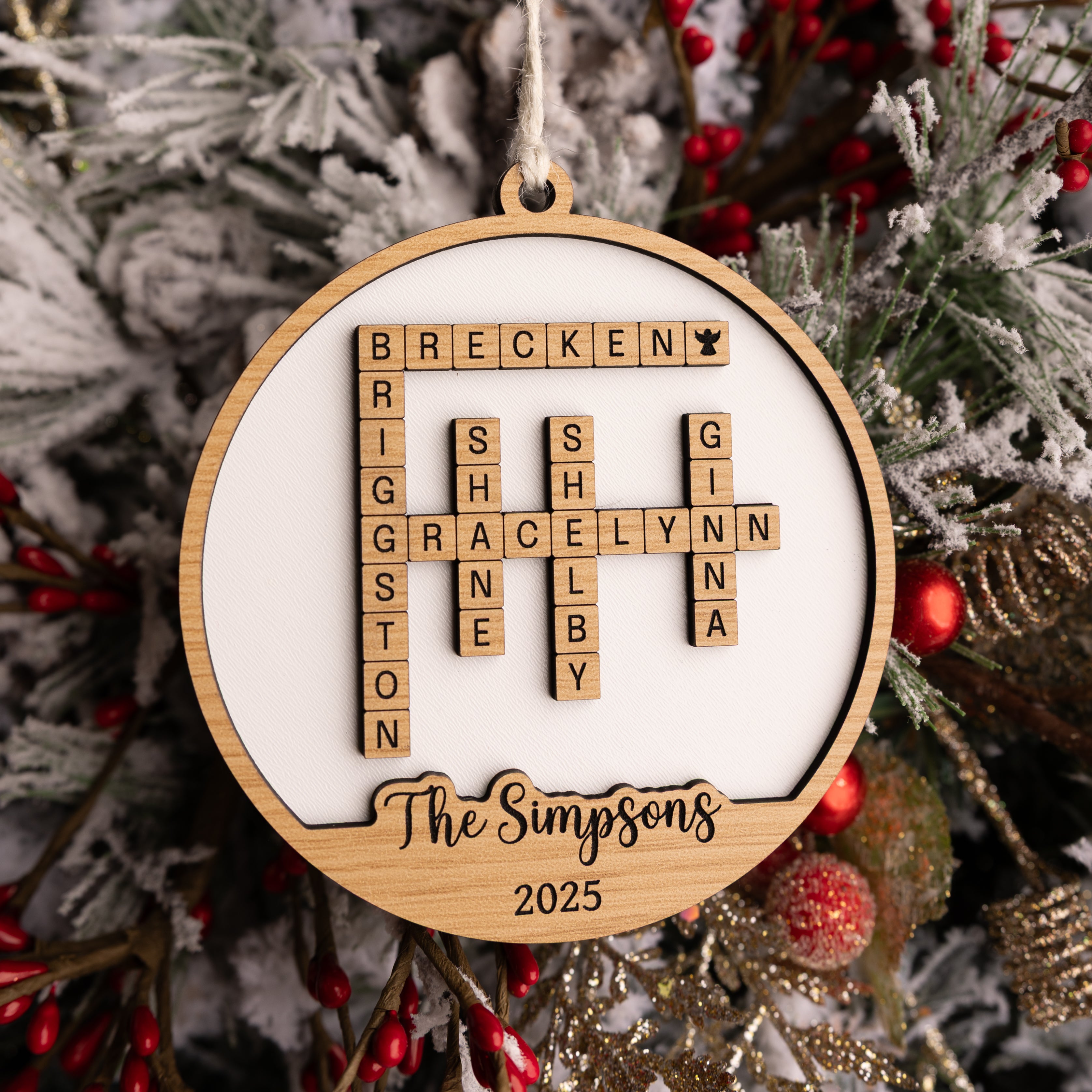 Crossword Family Ornament - Personalized