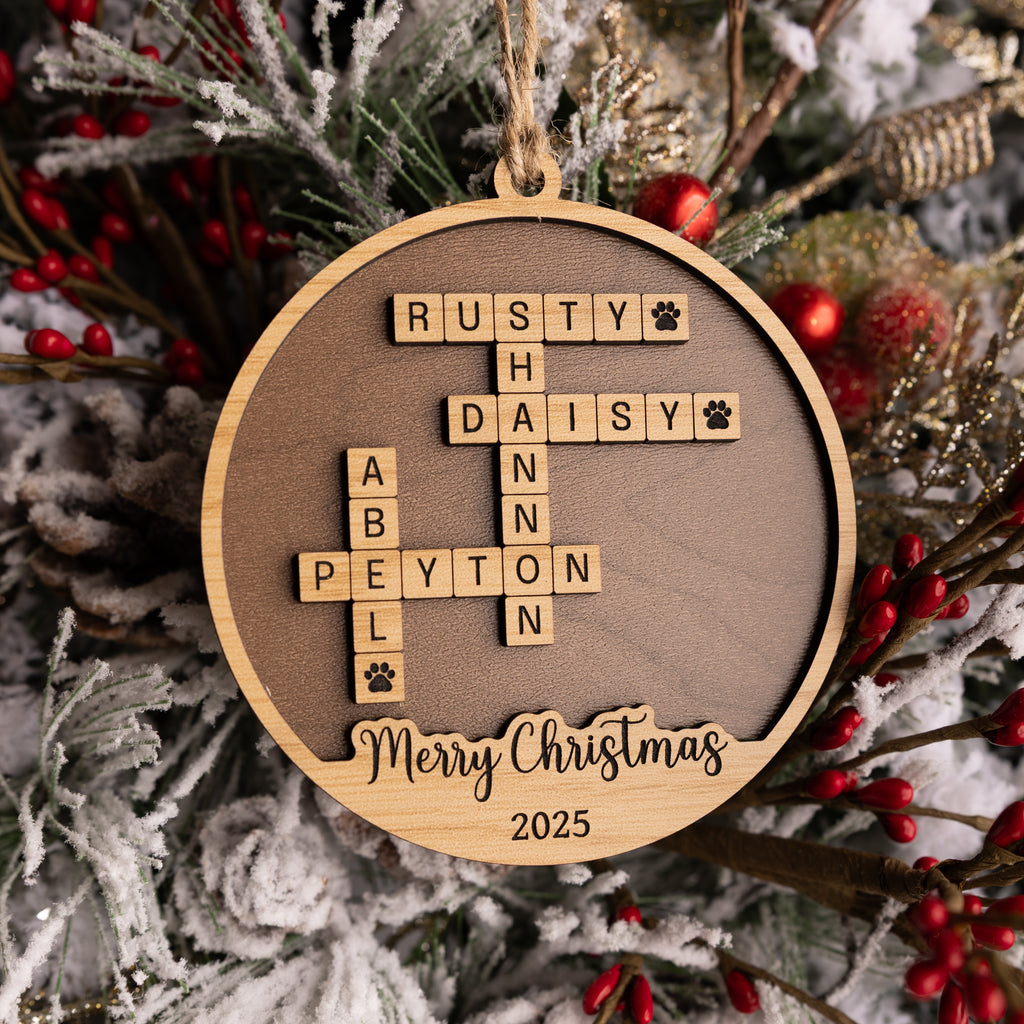 Crossword Family Ornament - Personalized