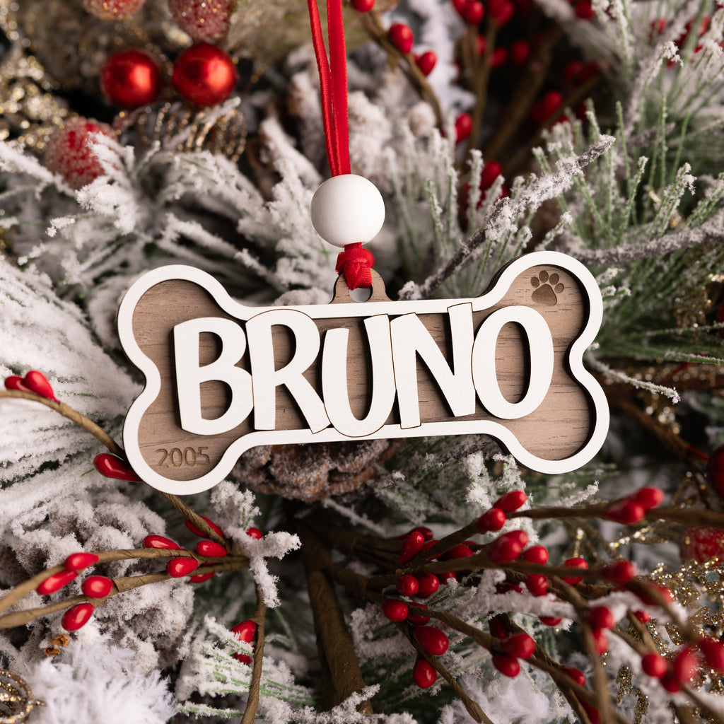 Dog Bone Ornament - Personalized