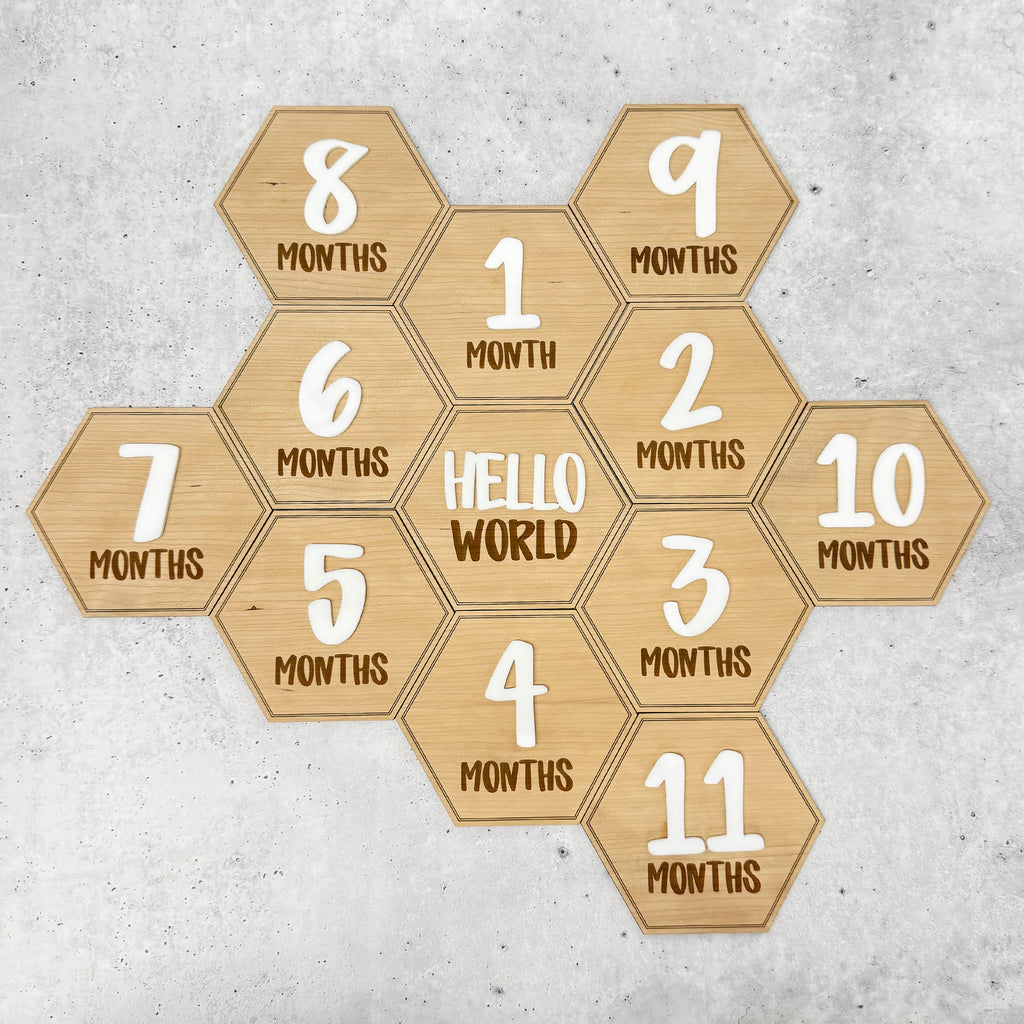 Hexagon Wood Baby Milestone Markers