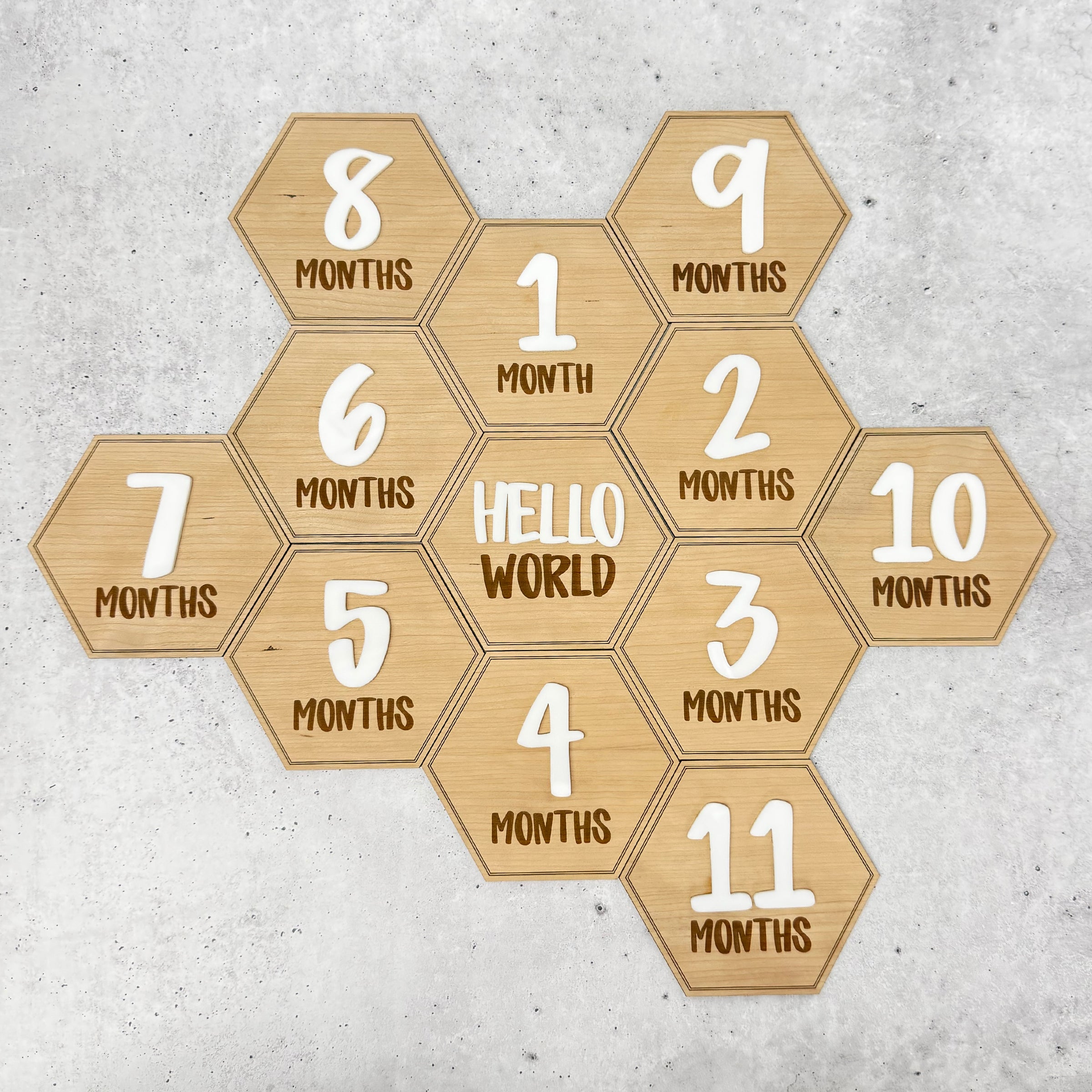 Hexagon Wood Baby Milestone Markers
