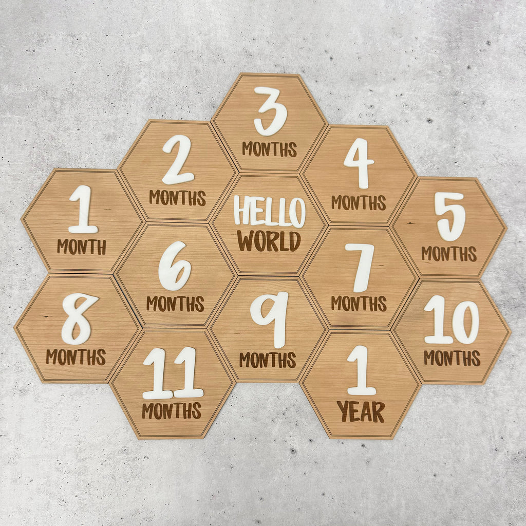Hexagon Wood Baby Milestone Markers