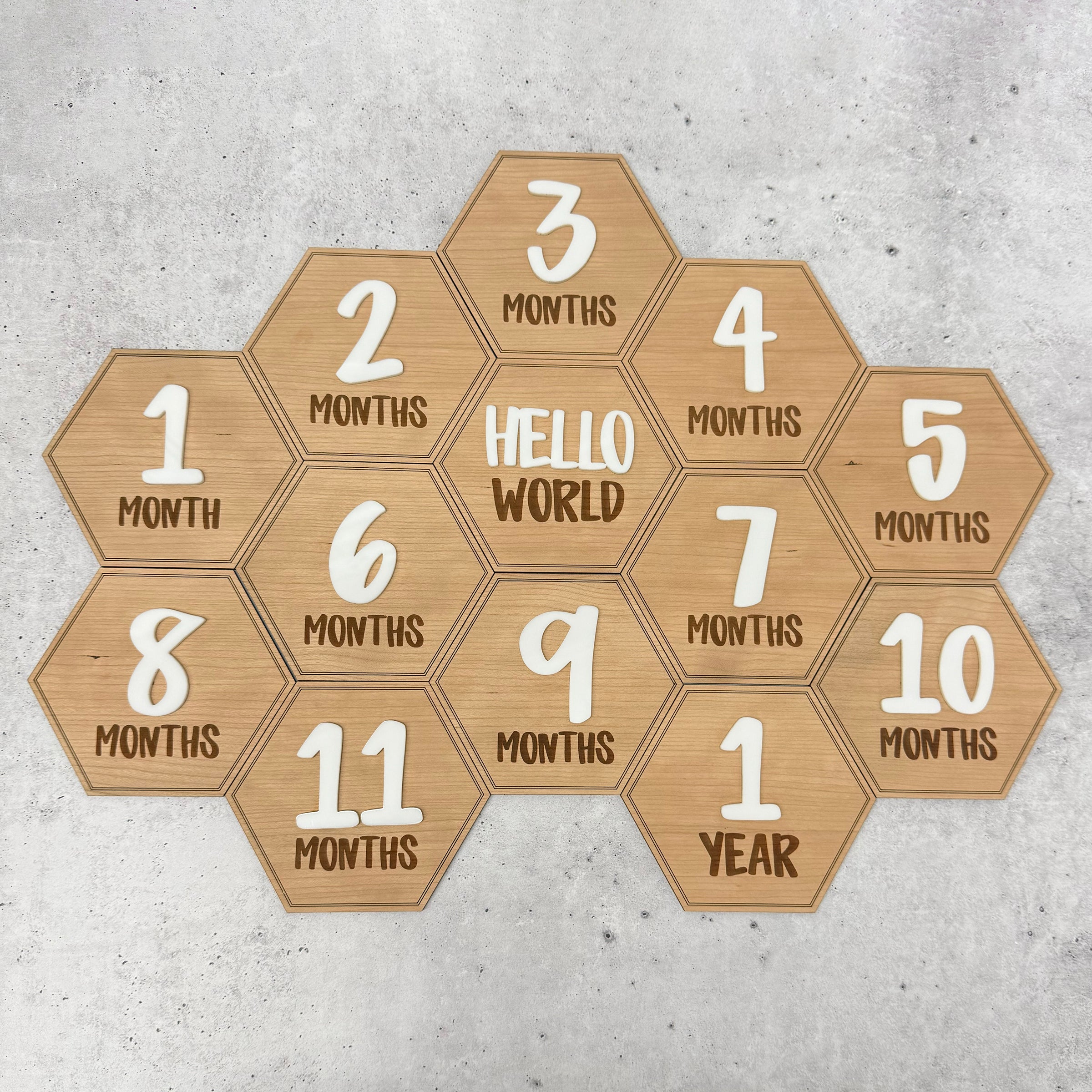Hexagon Wood Baby Milestone Markers