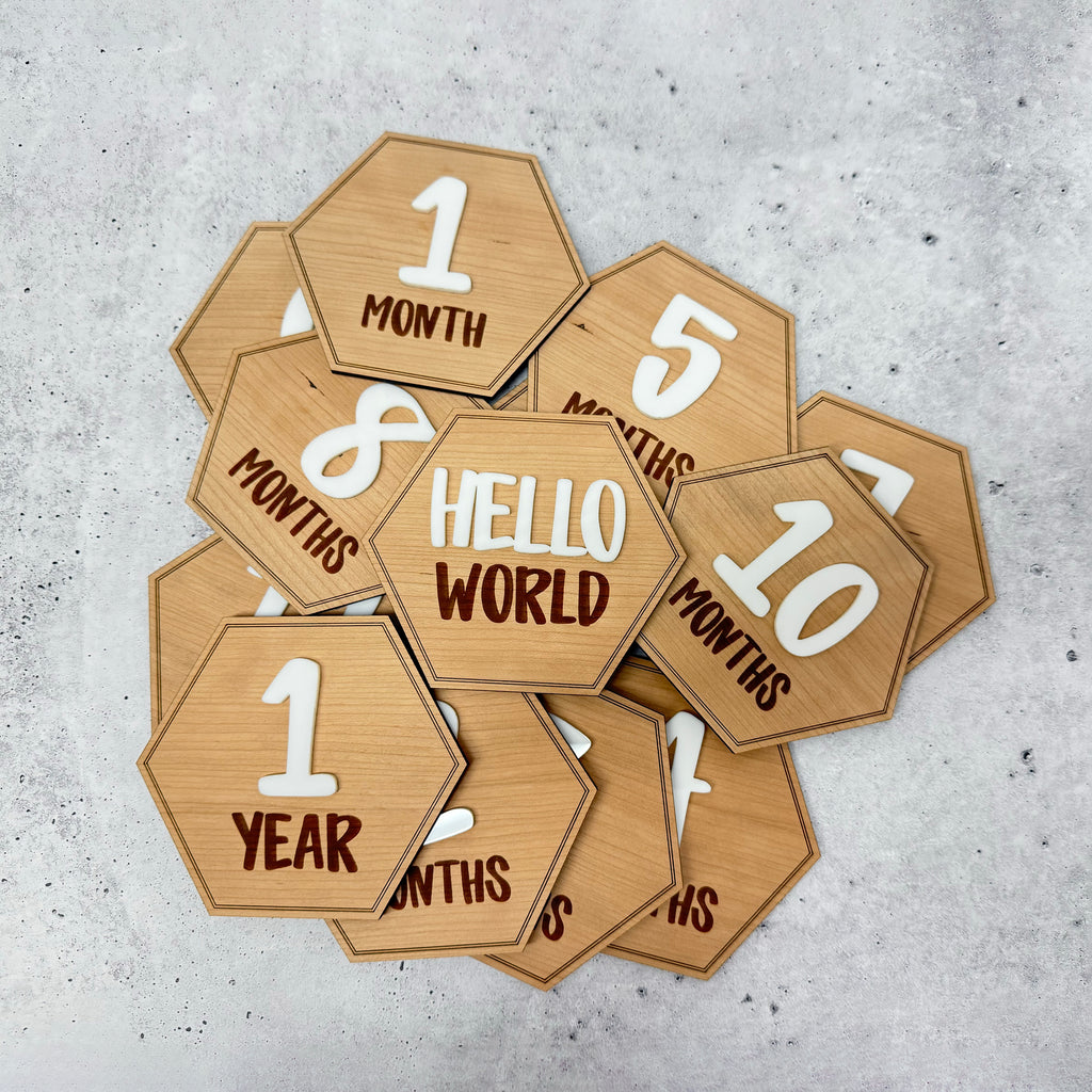 Hexagon Wood Baby Milestone Markers