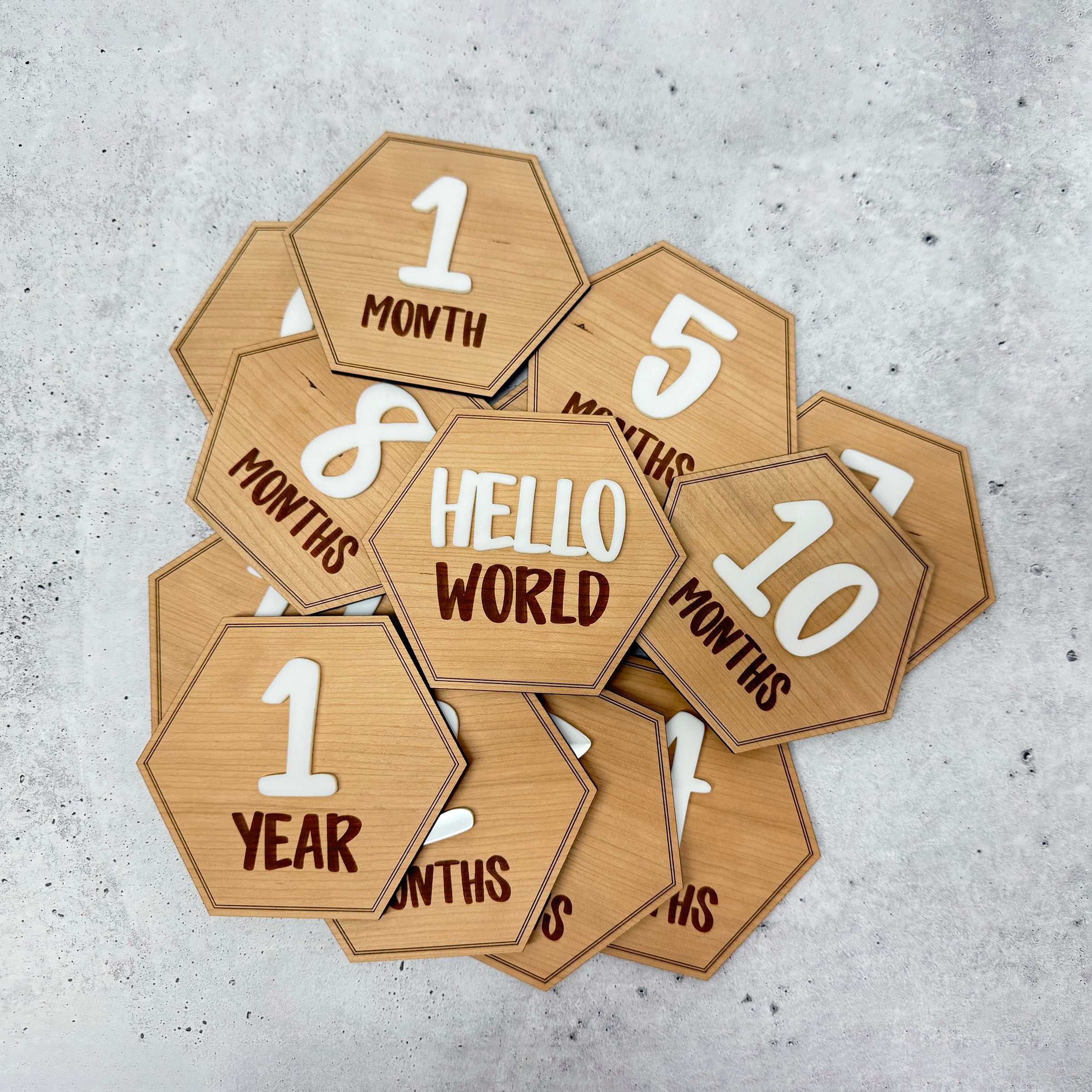 Hexagon Wood Baby Milestone Markers