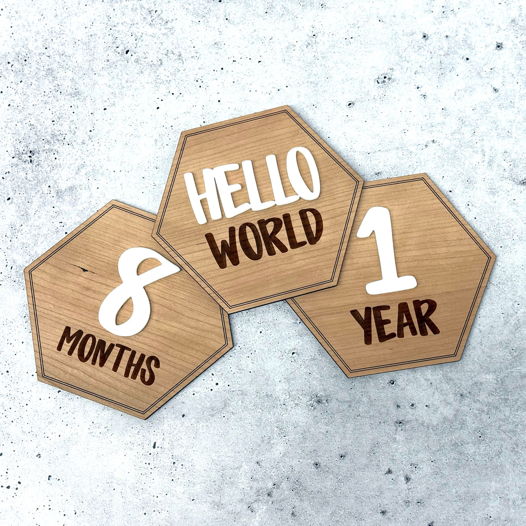 Hexagon Wood Baby Milestone Markers