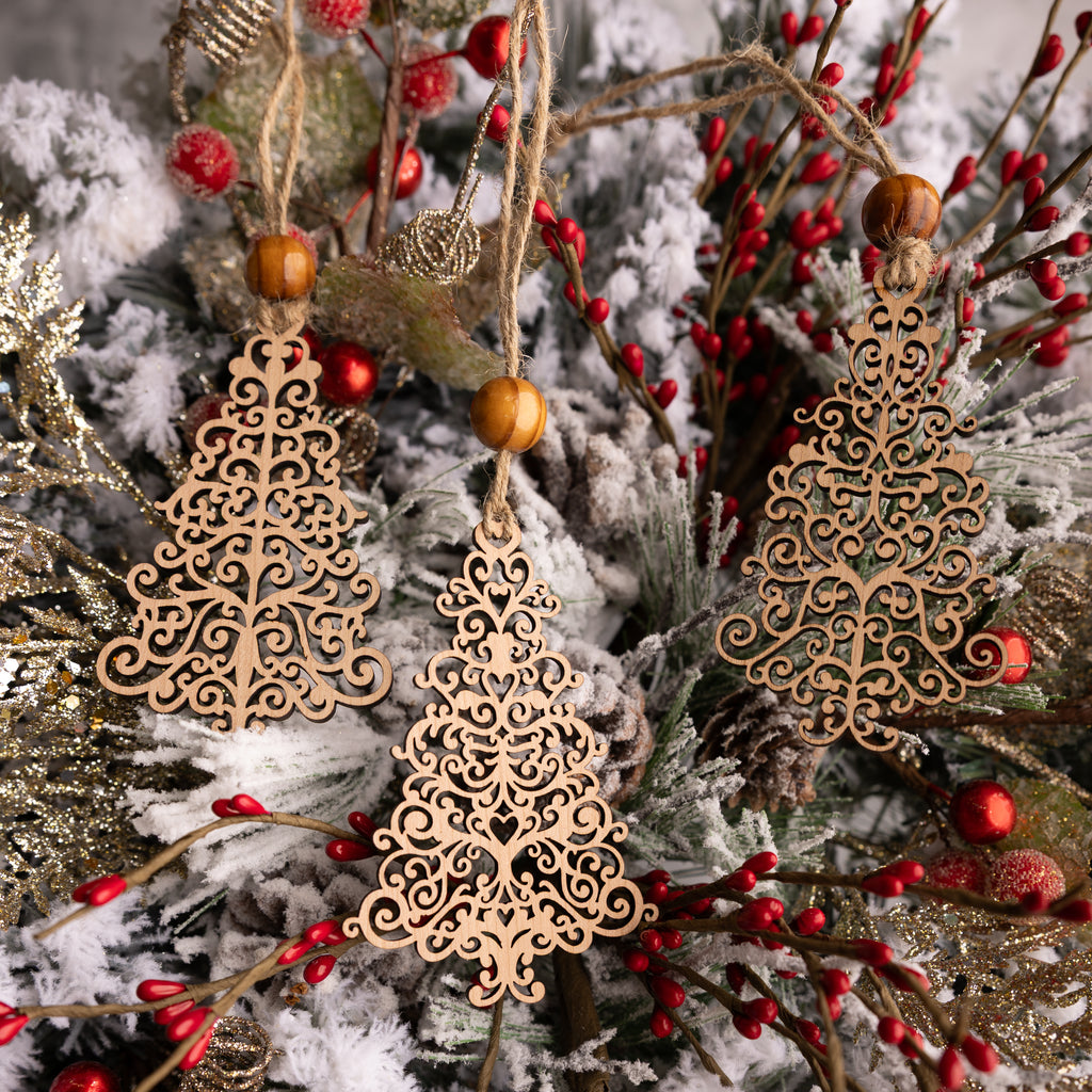 Swirly Christmas Tree Ornaments