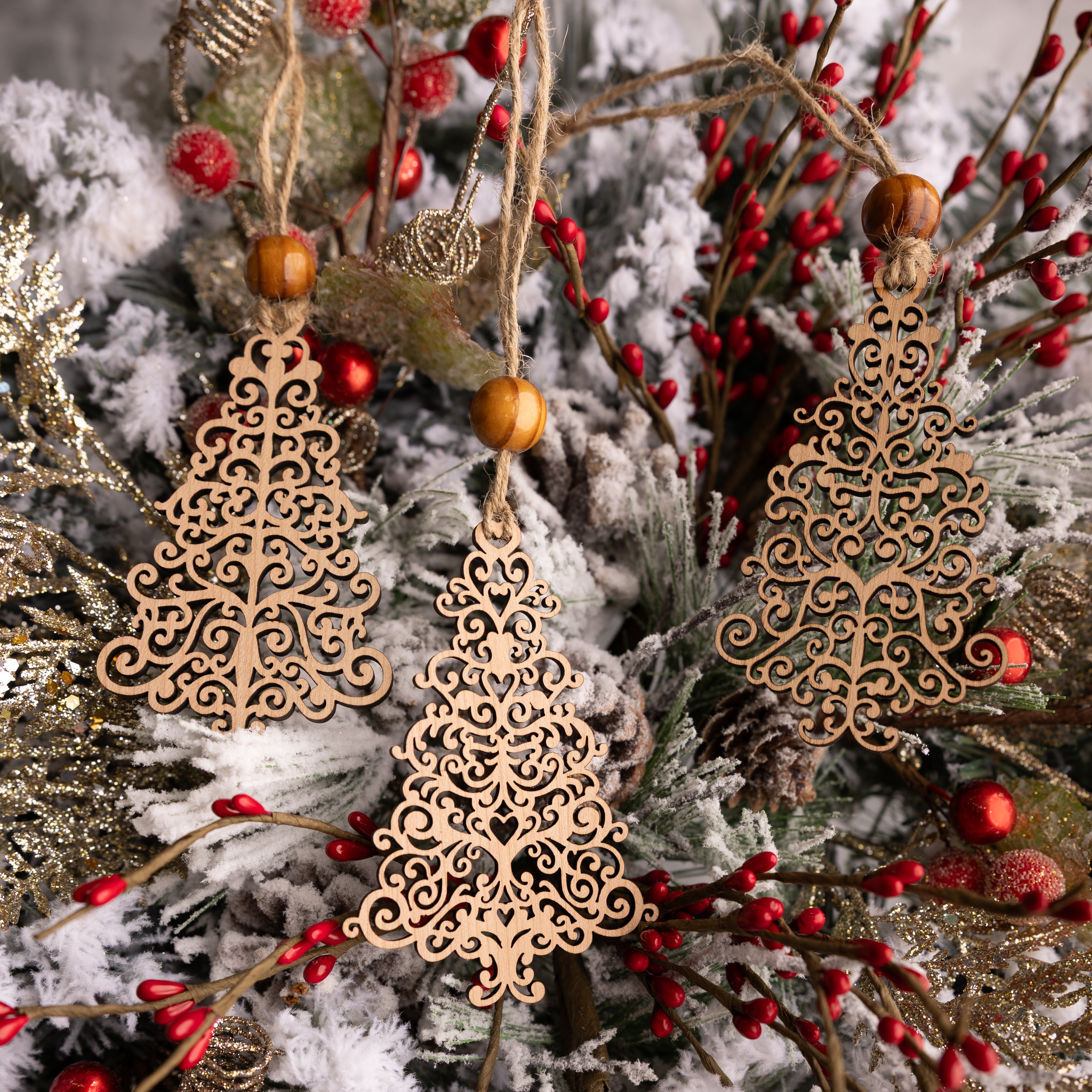 Swirly Christmas Tree Ornaments