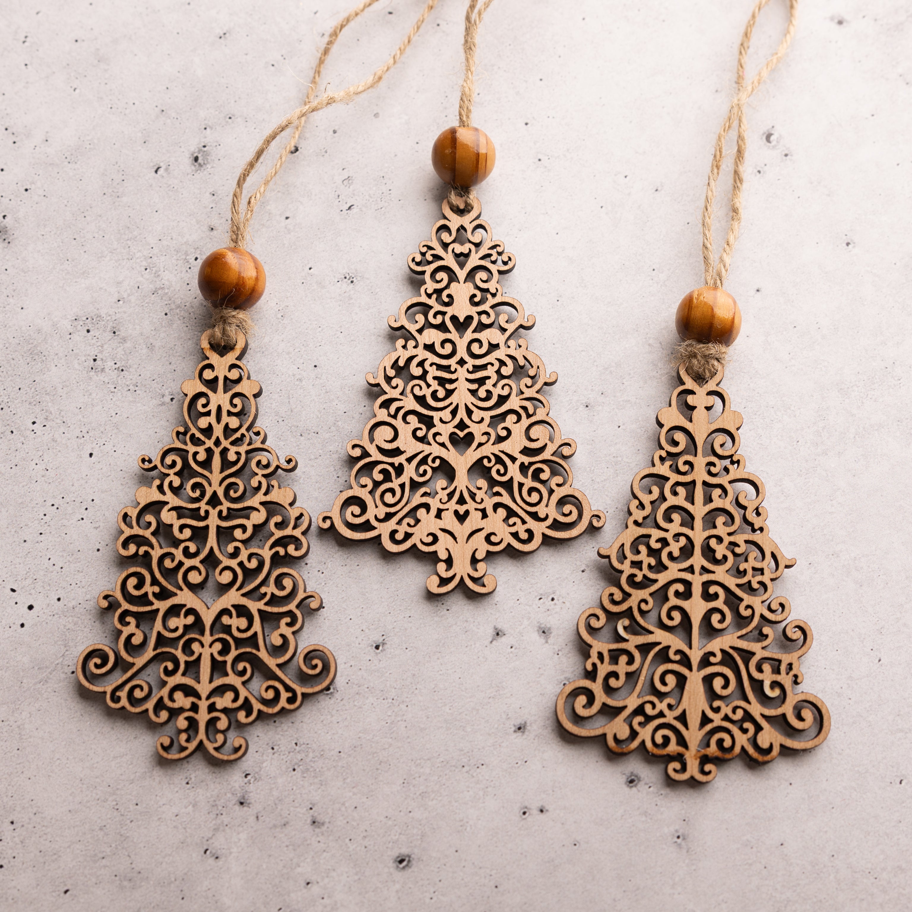 Swirly Christmas Tree Ornaments